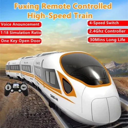 Transmisi Empat Kecepatan Remote Control Rel Kecepatan Tinggi 30 Menit 114CM Siaran Suara Satu Kunci Switch Simulasi Pintu RC Mainan Kereta