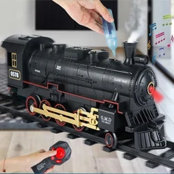 RC Xe Lửa Đồ Chơi Điều Khiển Từ Xa Retro Điện Hơi Nước Tốc Độ Vô Cấp Mô Phỏng Tàu Điều Khiển Từ Xa Hút Thuốc Tàu Đồ Chơi Trẻ Em