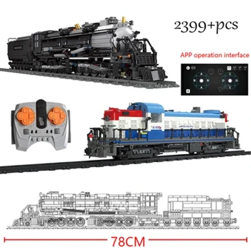 IDolobha ELISHA I-RC yeDoomsday Train I-Bigboy Steam Locomotive Model Bricks Moc Movie Escape Scene Building Blocks Amathoyizi Esipho