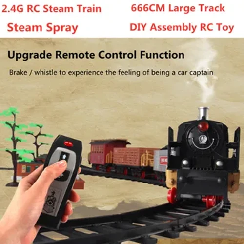 Spraeáil gaile Ard-Insamhalta 2.4G Traenach Gaile RC 666CM Iarnróid Mór-Rian Tionól DIY RC Toy Sound Rianta Traenach Éifeacht Chaitheamh Tobac