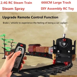 Spraeáil gaile Ard-Insamhalta 2.4G Traenach Gaile RC 666CM Iarnróid Mór-Rian Tionól DIY RC Toy Sound Rianta Traenach Éifeacht Chaitheamh Tobac