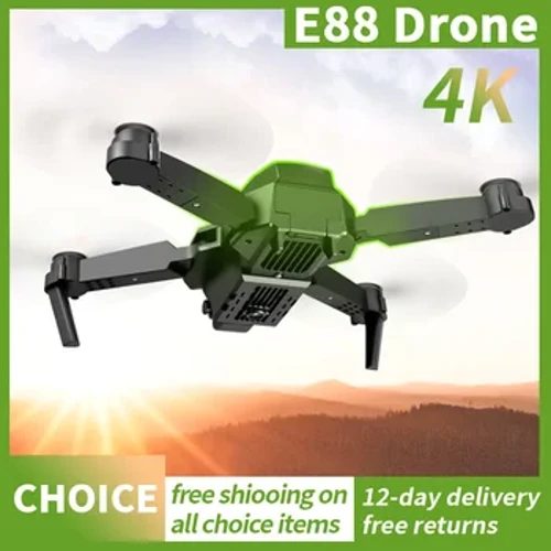 YENI E88 Drone Profesyonel 4K HD Çift Kameralar LED aydınlatma Hava Fotoğrafçılığı Çok Yönlü Katlanabilir RC FPV Oyuncaklar Helikopter