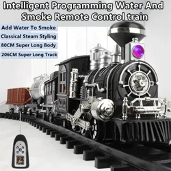 Intelligente Programmering Voeg Water Rook toe Afstandsbediening Trein 80CM DIY Montage Ouder-kind Interactie Klassieke Stoom RC Speelgoed