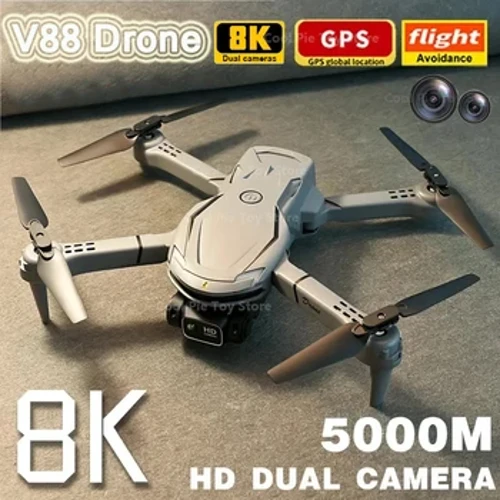 V88 Drone 8K Propesyonal na HD Aerial Dual-Camera Omnidirectional Obstacle Avoidance Drone Quadcopter 5000M Remote Controlled na Laruan