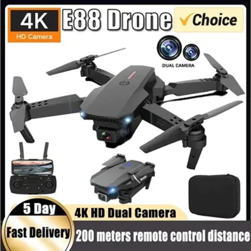 Bagong E88Pro RC Drone 4K Professinal Na May 1080P Wide Angle Dual HD Camera Foldable RC Helicopter WIFI FPV Taas Hold Apron Ibenta