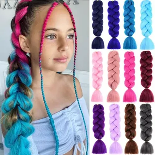 AZQUEEN 24 Inch Jumbo Bím Tóc Phần Mở Rộng Tổng Hợp Bện Tóc Phi Màu Ombre Kanekalon Tóc Cho Trẻ Em Viền