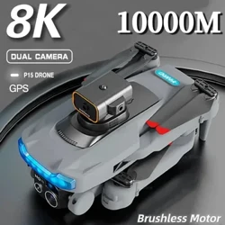 P15 Drone 8K GPS kahe kaameraga professionaalne 5G takistuste vältimise optiline voolu positsioneerimine harjadeta täiendatud Quadcopter RC 10000M