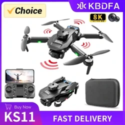 KBDFA KS11 Aerial Drone 4K HD Dual Camera Brushless Motor Obstacle Avoidance RC Helikopter Professionell Klappbar Quadcopter Spillsaachen