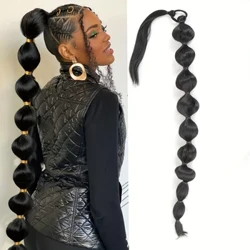 Sintetis Afrika Fluffy Ponytail Rambut Ekstensi-Extended Long Braid karo Gelembung Ponytail kanggo Voluminous Tampilan Aksesoris Rambut