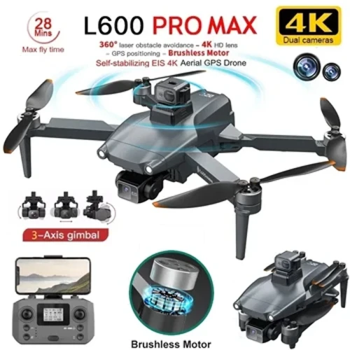 L600 PRO MAX GPS Drone Professional 4K 3-osni PTZ HD Dual Camera Izbjegavanje prepreka motor bez četkica 5G WIFI RC Quadcopter igračke