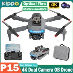 P15 Quadcopter RC Drone Dubbel 4K-kamera Professionell hinderundvikande Flygplan Optiskt flöde Fixbar helikopter med fast höjd