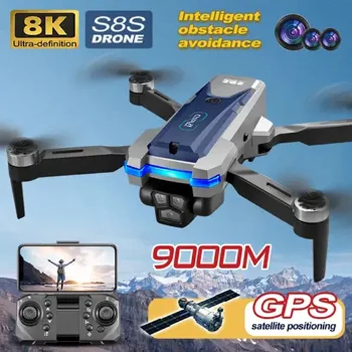S8S GPS Drone 5G Wifi 8K HD Câmera dupla ESC Fluxo óptico 360 ° Evitar obstáculos Motor sem escova RC Quadcopter dobrável 9000M