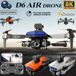 Noua dronă D6 Air 8K profesională 4K HD Cameră duală ESC Flux optic 540 ° Evitarea obstacolelor WIFI FPV RC Quadcopter Dron pliabil