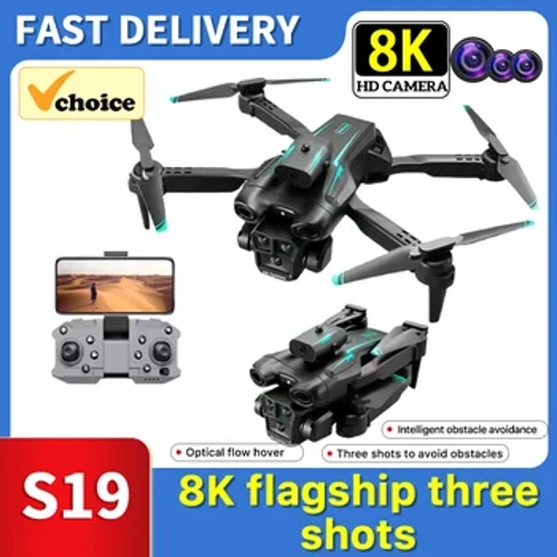 S19 Drone Professional Drone 8k Dual Camera Optical Flow Hoʻoponopono Uila Paʻa Paʻi Paʻi Aerial Aircraft Dron