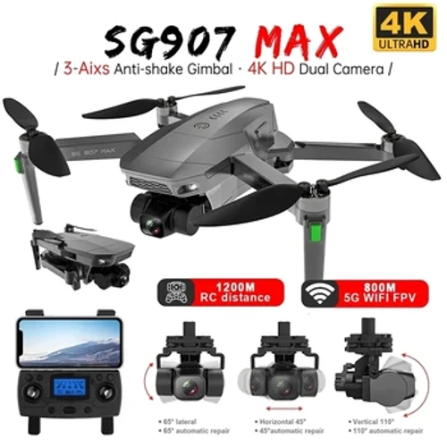 ZLL SG907 MAX GPS RC Drone Profesjonelt 4K HD ESC-kamera 5G FPV WiFi Med 3-akset Gimbal Flight 25 Minutter børsteløs Quadcopte