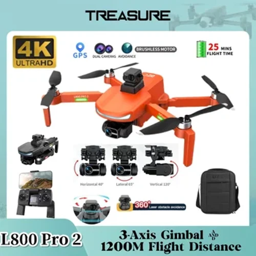 L800 Pro 2 Drone 4K Câmera Profissional Gimbal de 3 Eixos GPS 5G WIFI FPV Dron Evitar Obstáculos RC Quadcopter Brinquedos Adultos
