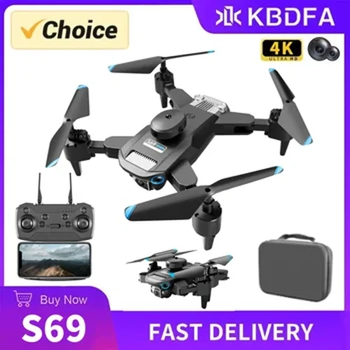 Kbdfa s69 rc drone dobrável quadcopterwi-fi fpv hd fotografia aérea grande angular câmera dupla profissional com 1080p sem escova rc