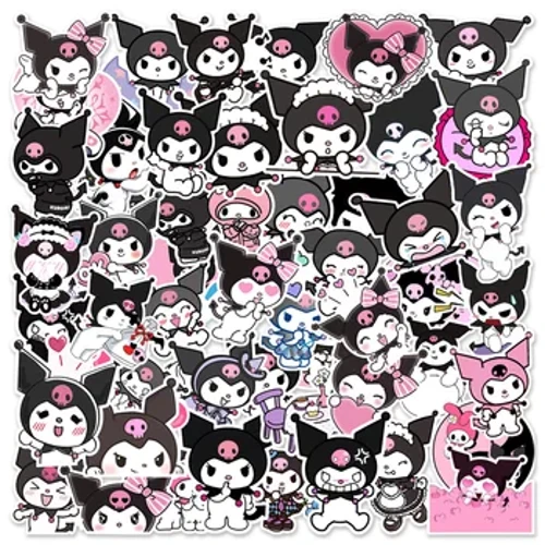 50 adet Kawaii Anime Kuromi Çıkartmalar Kaykay Gitar Bavul Dondurucu Motosiklet Graffiti Çıkartması Su Geçirmez Etiket