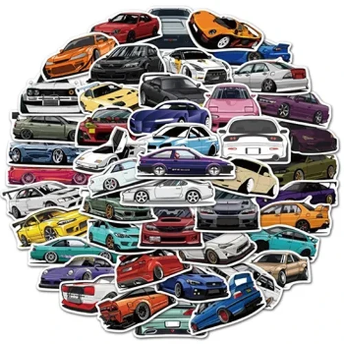 10/30/50/100GAB multfilmu JDM sacīkšu automašīnu iecienītākās grafiti uzlīmes, ko dari, bērniem klasiskās rotaļlietas ceļojumu bagāžas ģitāras ūdensizturīgas uzlīmes