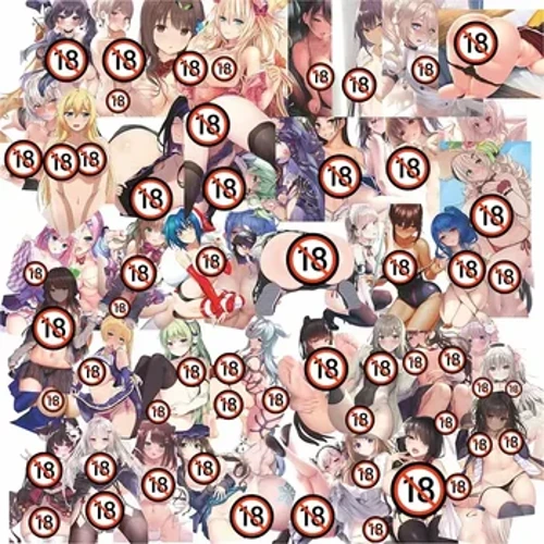 50 adet Özel Sevimli Seksi Waifu Kaba Yetişkin Koleksiyonu Su Geçirmez Çıkartmalar (18+)
