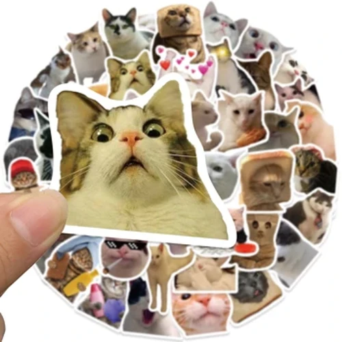 50 STK Cute Cat Stickers Vinyl Vandtæt Funny Cats Decals til vandflaske Laptop Skateboard Scrapbog Bagage Børnelegetøj