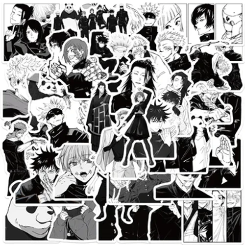 10/30/50PCS Anime Jujutsu Kaisen Adesivi in ​​Bianco e Nero Stile Graffiti Decalcomanie FAI DA TE Auto Del Telefono Del Computer Portatile di Skateboard Adesivo Fresco giocattolo
