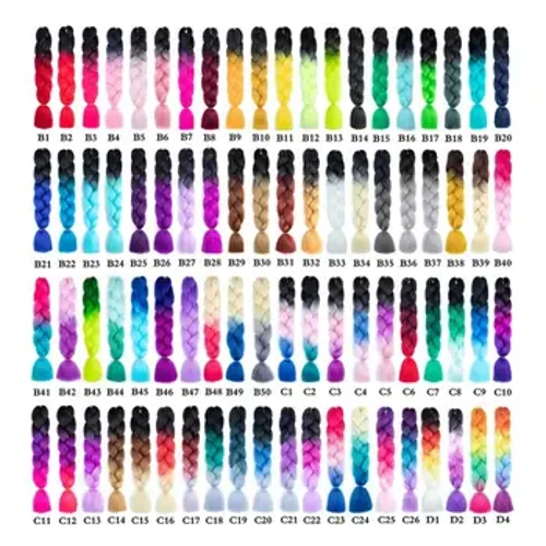 60cm Sintetic Gradient Culoare Long Twist Impletituri Coada de cal Extensie de par Peruca Cosplay Pachete de par drept Extensii de par de salon