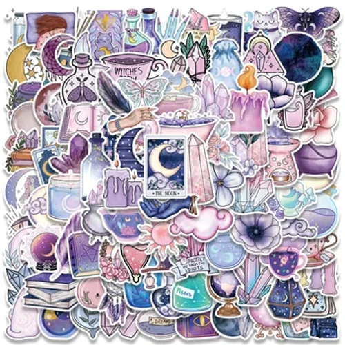 10/30/50/100 tk Multifilmi kunst Maagiline nõid Kuu kristall Armsad kleebised Esteetilised kleebised Sülearvuti väljalõigete album Telefon Graffiti kleebis mänguasi