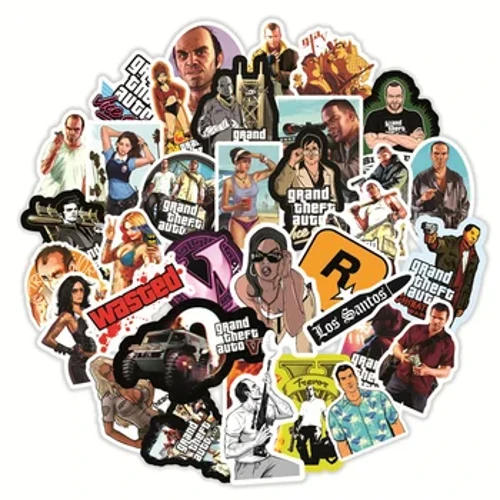 50 Stück Shooting Game GTA Charakter Sticker für Tagebuch Gepäck Laptop iPad Skateboard Helm Wasserdicht Sticker