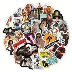 Gêm Saethu 50PCS Sticer Cymeriad GTA ar gyfer Laptop Laptop iPad Ipad Sgrialu Sticeri Gwrth-ddŵr