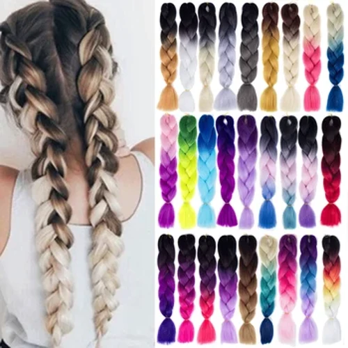 Gwallt Braid Jumbo 24 modfedd Lliw Pur/Ombre Plethu Gwallt Synthetig Estyniadau Kanekalone Ffibr sy'n Gwrthiannol i Gwres Cyfanwerthu