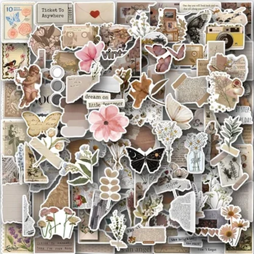 10/30/60/120PCS Retro Art Fiore Farfalla Estetica Adesivi Decalcomania dell'annata Del Computer Portatile Del Telefono Bagagli Scrapbook Auto Graffiti adesivo