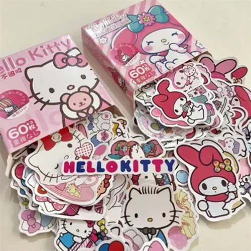 63ks Anime Ins Hello Kitty Samolepky Roztomilá Melody Kuromi Samolepky Hračka Samolepka na prenosný kufor Detský vianočný darček k narodeninám