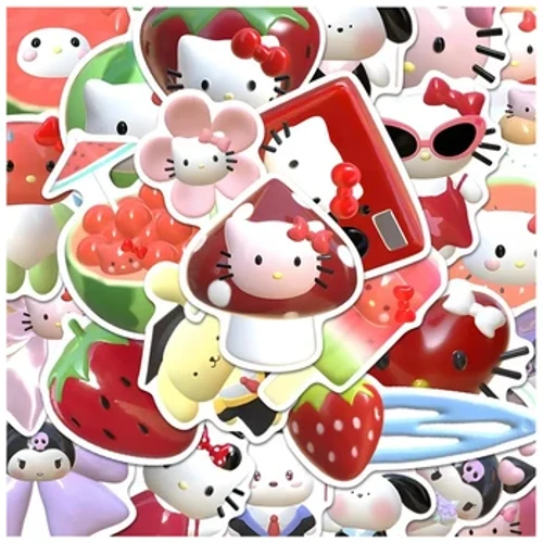 10/30/56 Chiếc Hello Kitty Dễ Thương Kuromi My Giai Điệu Dán Kawaii Bé Gái Anime 3D Sanrio Trang Trí Đề Can Hoạt Hình dán Trẻ Em