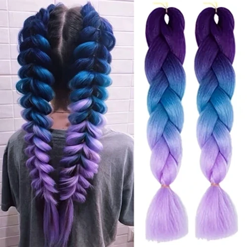 1 pachet 3,53 oz Păr pentru împletitură Violet Albastru Colorat Păruri sintetice Extensii de păr Impletituri sintetice croșetate pentru femei