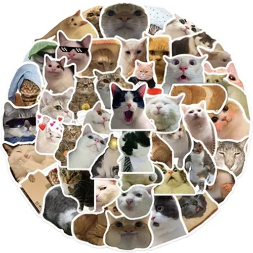 50 adet karikatür sevimli kedi ifade çantası Graffiti su geçirmez çıkartmalar yaratıcı TrendyNotebookRefrigeratorComputer kask dekorasyon