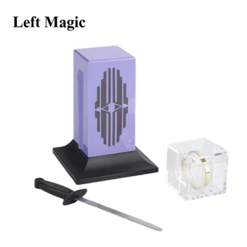 Tenyo Sword Through Ring Inside Casket (Crystal Cleaver) Magic Tricks Penetrating Sword Thru Magic Rekviziti Gimmick Dodatki Igrača