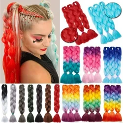 Lihui 24" sünteetilised punutud juuksed Ombre punutud juuksepakid Jumbo palmikud juuksed naistele hulgimüük DIY soeng sinine hall