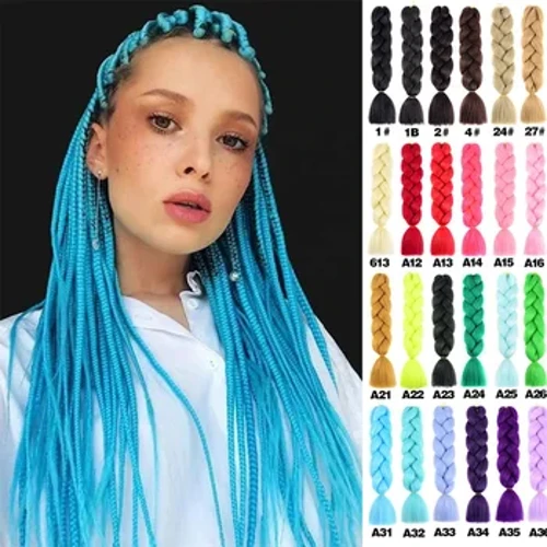 Lihui Synthetesch Flecht Hoer 24 Zoll Jumbo Braid Ombre Jumbo Hoer Extensioun fir Fraen DIY Hoer Braids Purple Pink Yellow Red