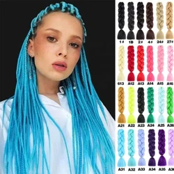 Lihui synteettiset punottu hiukset 24 tuumaa Jumbo Braid Ombre Jumbo Hiuspidennykset Naisten Tee-se-itse Hiusletkut Purppura Pinkki Keltainen Punainen