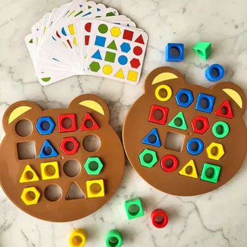 I-DIY Geometric Shape Color Matching 3D Puzzle Baby Montessori Learning Educational Interactive Battle Game Amathoyizi Ezingane Isipho