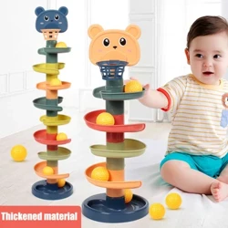 Montessori-Babyspielzeug, rollender Ballstapelturm, Fingerfertigkeitstraining, Lernspiele, rotierende Stapelbahn, Entwicklung von Kleinkindern