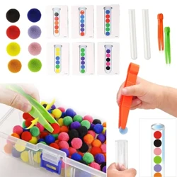 54-109pcs Modur Gain Set Didoli Plant Teganau Addysgol Tiwb Prawf Pompomau Trychwyr Cerdyn Paru Lliw Anrhegion Montessori Chidlren