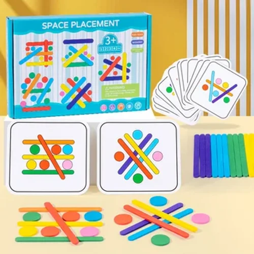 Mainan Montessori Anak-anak Rainbow Stick Puzzle Sensorik Logical Thinking Challenge Tabel Game Anak Pendidikan Awal Mainan Kayu