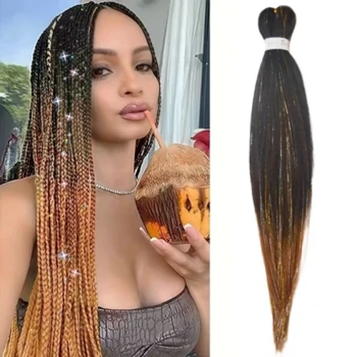 Faarweg Braiding Hoer Ombre Yaki Straight Braids Blend Hoer Tinsel Festival Rave Hoer Extensions for Girls Crazy Hoer Day Braids