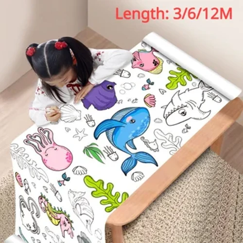 12/6/3M Trẻ Em Vẽ Cuộn DIY Graffiti Cuộn Làm Đầy Màu Giấy Tranh Tô Màu Cuộn Giấy dành cho Trẻ Em Đồ Chơi Giáo Dục