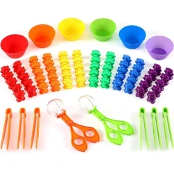 Trẻ Em Đếm Và Phân Loại Bộ Đồ Chơi Rainbow 60 Gấu 2 Nhíp Kỹ Năng Vận Động Tinh Đồ Chơi Học Tập Giáo Dục Cảm Giác Đồ Chơi
