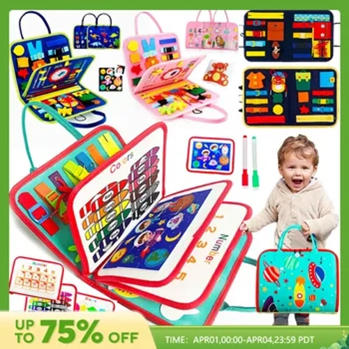 Bận rộn Board Montessori Đồ chơi cho trẻ mới biết đi Đồ chơi cảm giác Học tập mầm non Hoạt động du lịch giáo dục cho bé trai Kỹ năng vận động tinh