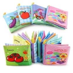 0-12Monthes Baby Cloth Book Voće Životinje Cognize Puzzle Book Infant Kids Early Learning Fabric Knjige Igračke igrušk