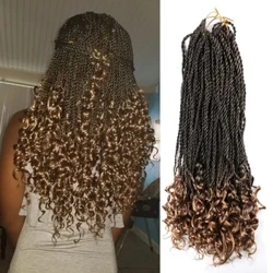 Gëttin Senegalesch Twist Crochet Hoer Grey Synthetic Extensions Curly Ends Braiding Hoer Fir Black Women18 Zoll 30Strands/Pack